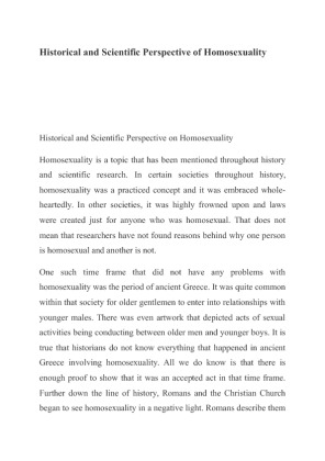 Historical and Scientific Perspective of Homosexuality