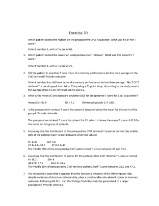 HLT 362V EXERCISE 20 Which patient scored the highest on the...