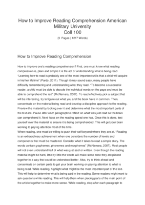 How to Improve Reading Comprehension American Military University
