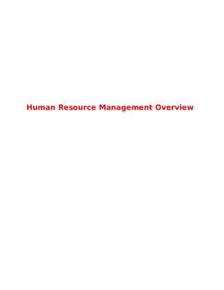 HRM 300 Week 1 Human Resource Management Overview 498345621