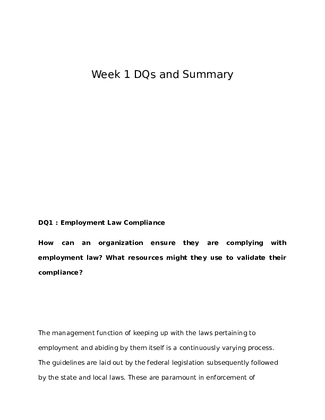 HRM 531 VERSION 6 Week 1 DQs and Summary 677999159
