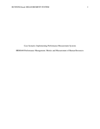 HRM 640 Implementing measurement 