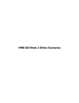HRM300 Ethics Scenarios 