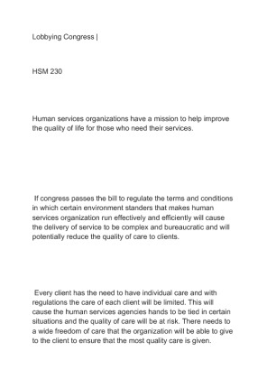 HSM 230  Week 8 Lobbying Congress