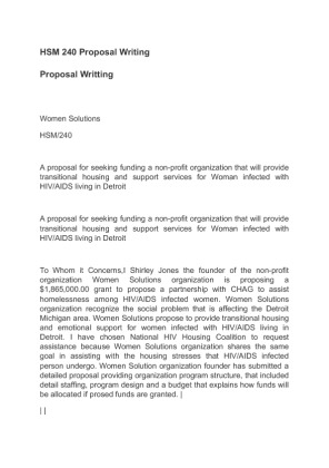 HSM 240 Proposal Writing
