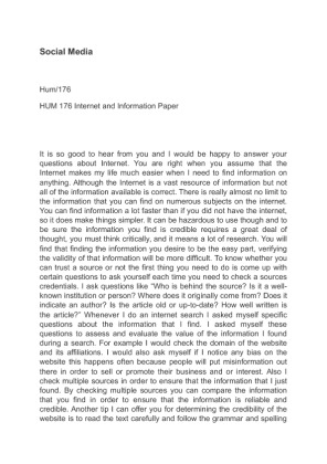 HUM 176 Internet and Information Paper