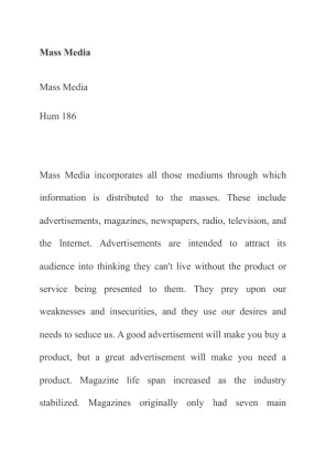 Hum 186 Mass Media Paper