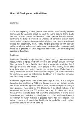 Hum130 Final  paper on Buddhism
