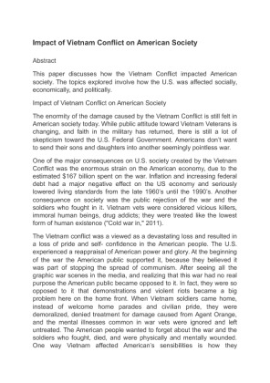 Impact of Vietnam Conflict on American Society