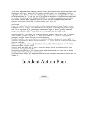 Incident Action Plan As the newly appointed safety manager at a large...