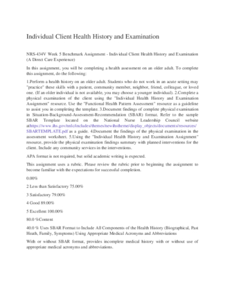 Individual Client Health History and Examination