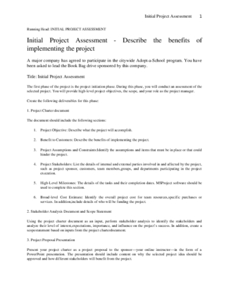 Initial Project Assessment