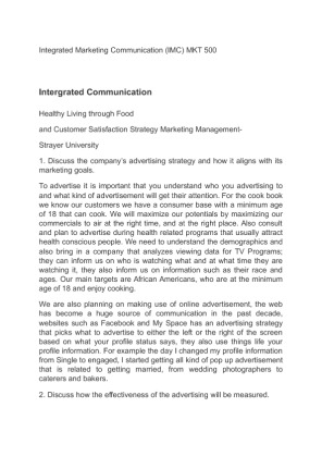 Integrated Marketing Communication (IMC) MKT 500