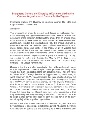 Integrating Culture and Diversity in Decision Making the Ceo and...