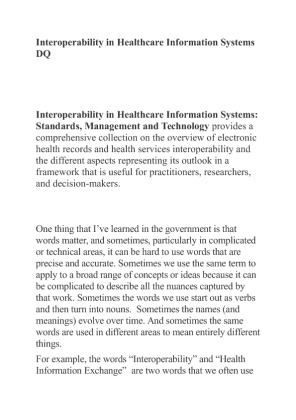 Interoperability in Healthcare Information Systems DQ