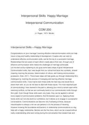 Interpersonal Skills COM 200