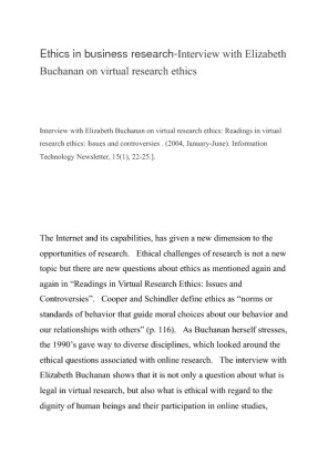 Interview with Elizabeth Buchanan on virtual research ethics