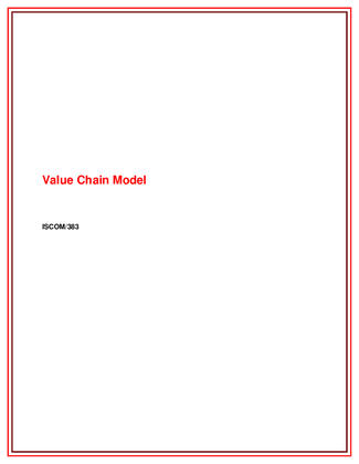 ISCOM 383 Week 2 Value Chain Model Paper 565118084