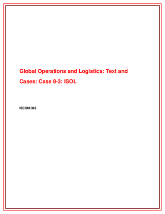 ISCOM 383 Week 3 Global Value Chain Logistics Case Analysis 691730189