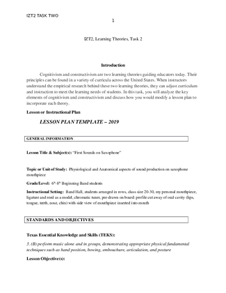 IZT2, Learning Theories, Task 2