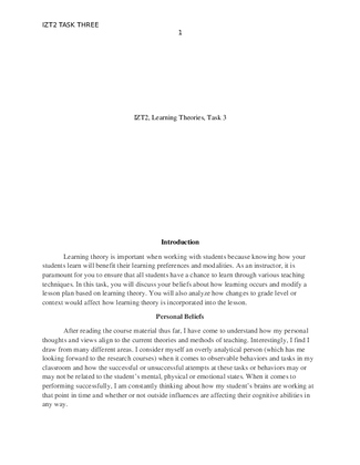 IZT2, Learning Theories, Task 3
