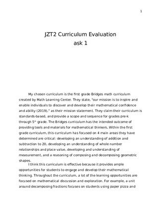 JZT2 Curriculum Evaluation Task 