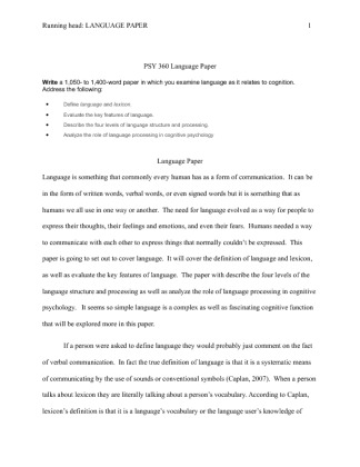 Language Paper Individual PSY 360 Write a 1,050  to 1,400 word paper in...