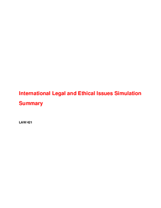 LAW 421 Week 2 International Legal and Ethical Issues 354973