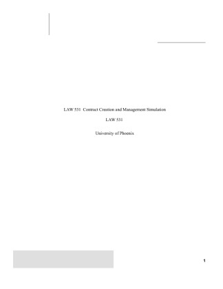 LAW 531  Contract Creation and Management Simulation