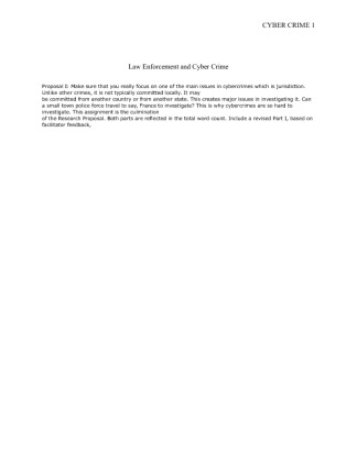 Law Enforcement and Cyber Crime Cyber Crime Proposal 1