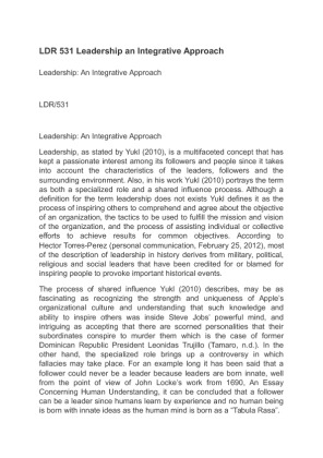 LDR 531 Leadership an Integrative Approach