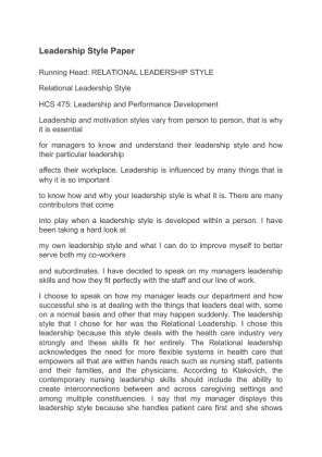 Leadership Style Paper