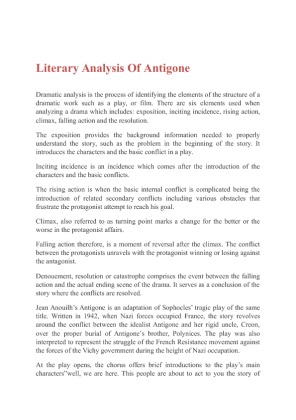 Literary Analysis Of Antigone