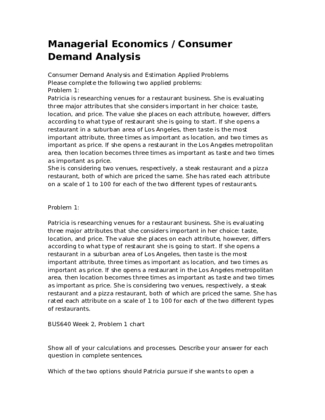 Managerial Economics  Consumer Demand Analysis