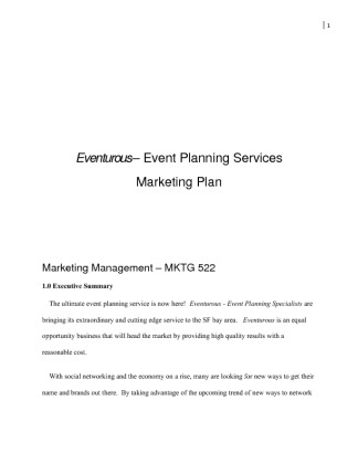 Marketing Management  MKTG 522 