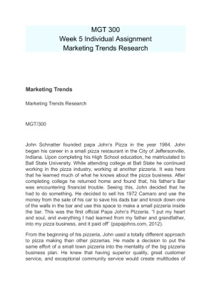 MGT 300 Week 5 Individual Assignment Marketing Trends Research