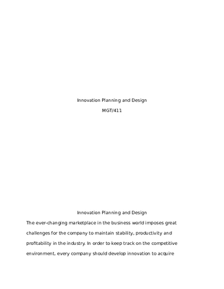 MGT 411 Innovation Planning and Design 1571639914