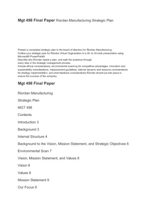 Mgt 498 Final Paper Riordan Manufacturing Strategic Plan