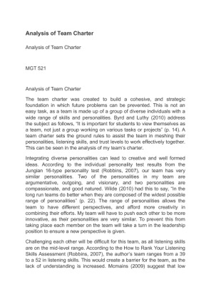 MGT 521 Analysis of Team Charter