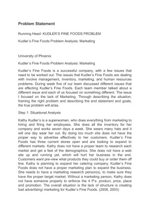 MGT 521 Kudlers Fine Foods Problem Analysis