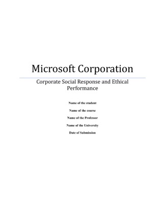 Microsoft Corporation  Corporate Social Response and Ethical Performance