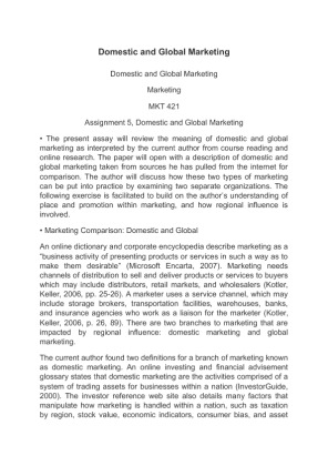 MKT 421 Domestic and Global Marketing (2)