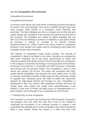 Mkt 562 Competitive Environment