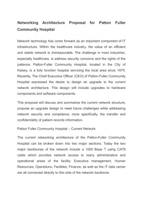 Networking Architecture Proposal for Patton Fuller Community Hospital