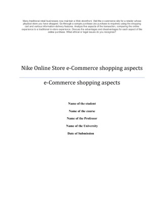 Nike Online Store e Commerce shopping aspects  Many traditional retail...