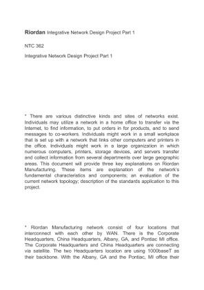 NTC 362 Riordan Integrative Network Design Project Part 1