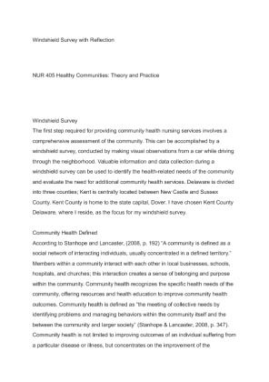 Healthy Communities Theory and Practice - NUR 405