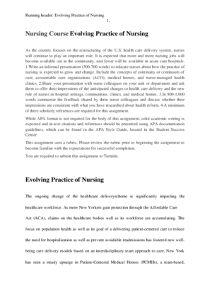 Nursing Course Evolving Practice of Nursing