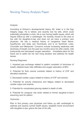 Nursing Theory Analysis Paper