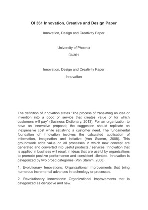 OI 361 Innovation, Creative and Design Paper
